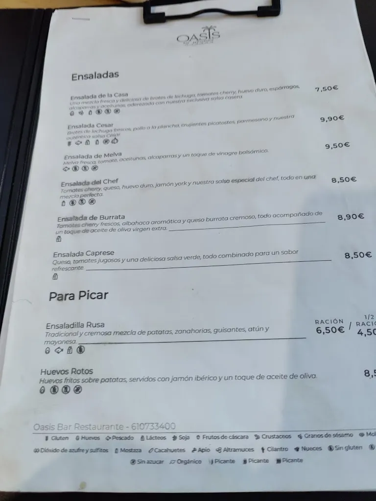 Menu_Oasis Bar-Restaurante_Guardamar del Segura_immagine_3