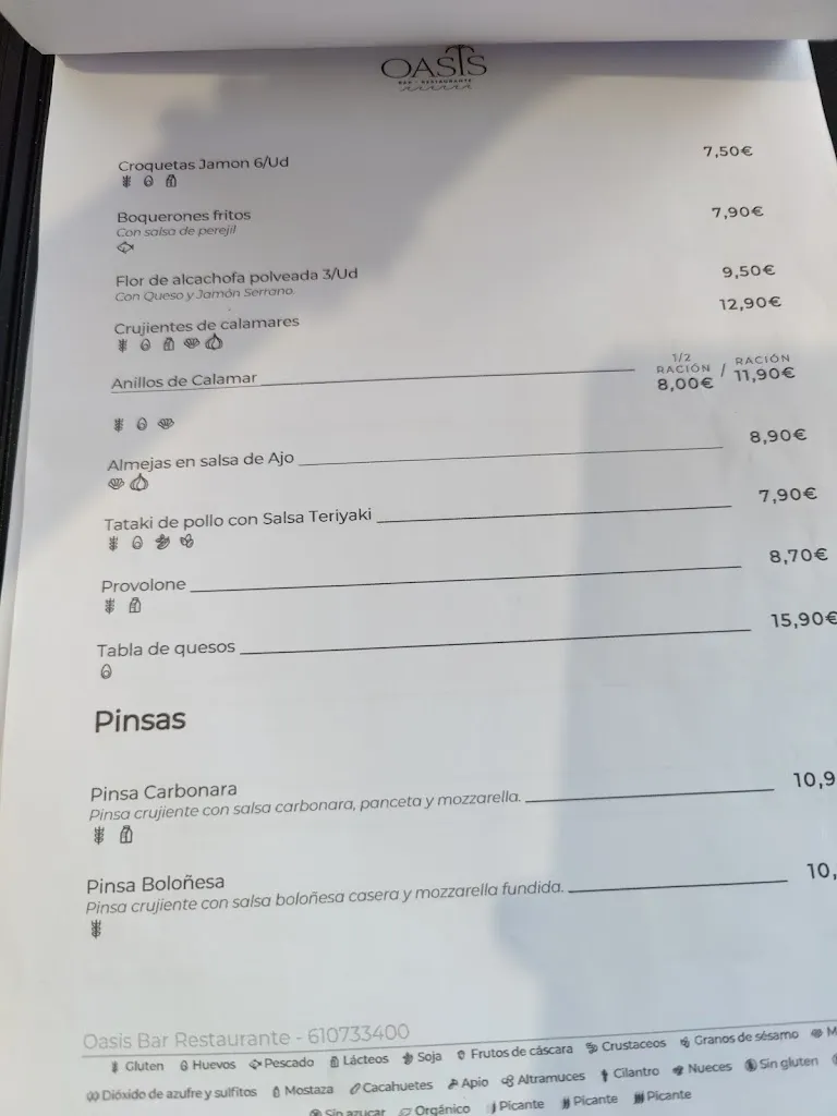 Menu_Oasis Bar-Restaurante_Guardamar del Segura_immagine_4