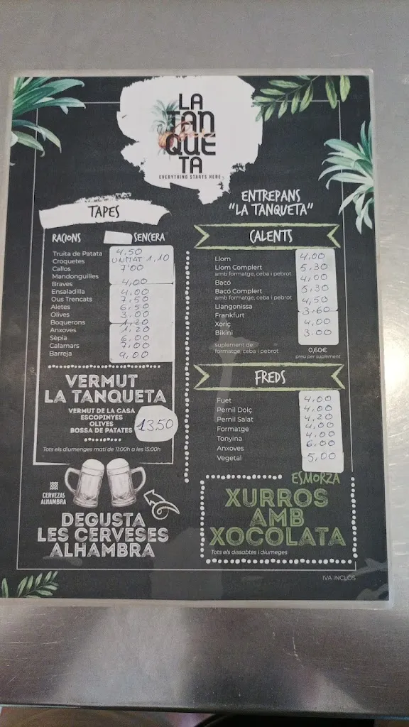 Menu_Bar La Tanqueta_Vilanova de la Barca_image_3
