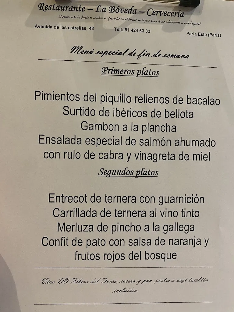 Menu_Restaurante La Bóveda_Bóveda_image_1