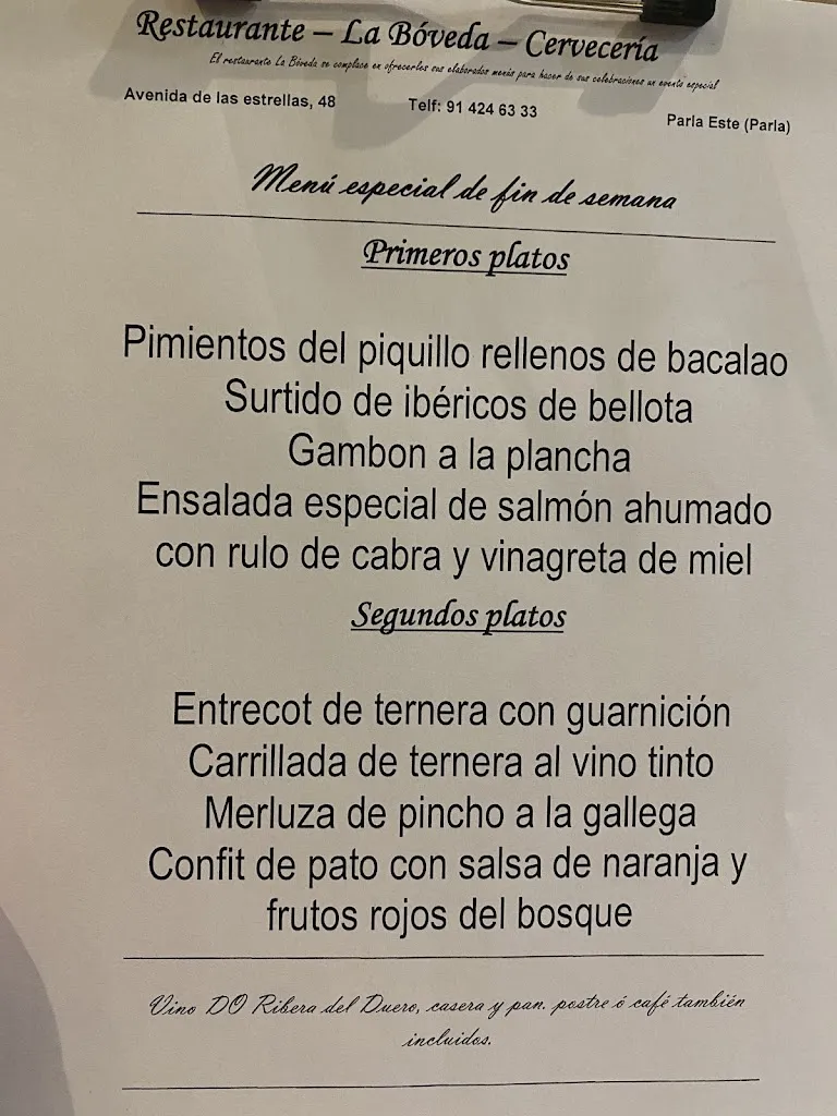 Menu_Restaurante La Bóveda_Bóveda_image_2