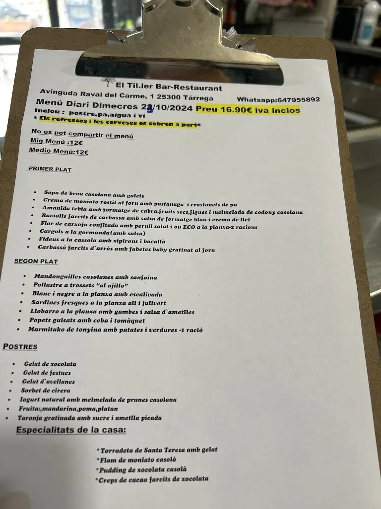 Menu_El Til·ler_Tàrrega_image_2