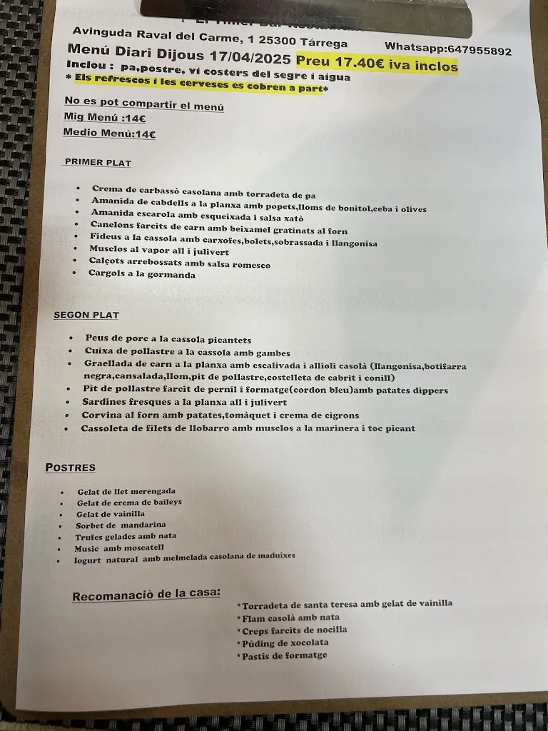 Menu_El Til·ler_Tàrrega_image_3