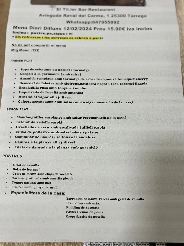 Menu_El Til·ler_Tàrrega_image_4