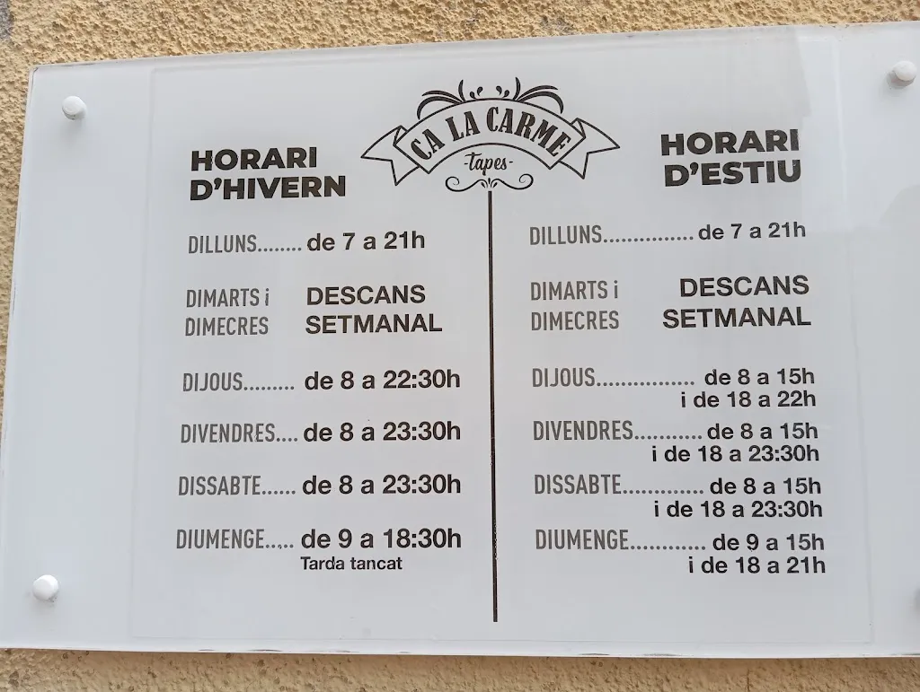 Menu_Ca la Carme,Bar de tapes,paella,peix i marisc,carn a la brasa i caracols_Tàrrega_image_1