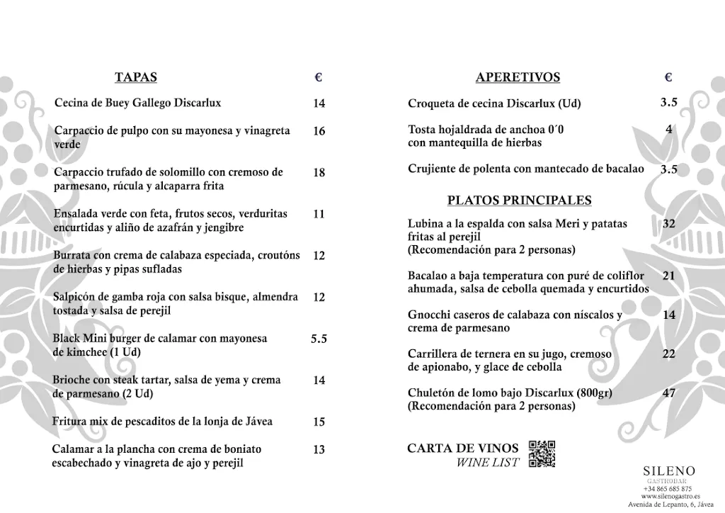 Menu_Sileno Gastrobar_Jávea/Xàbia_image_1
