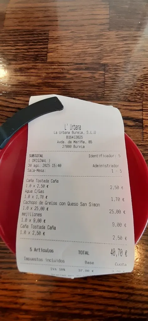 Pepe L. Gmail_L´ URBANA - Cervecería, Bar & Restaurante_Burela_review
