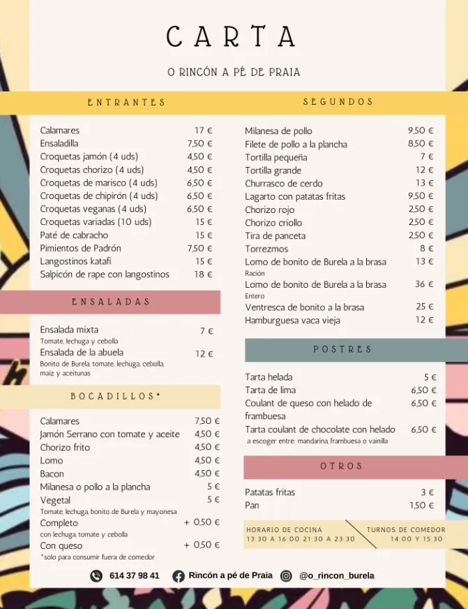 Menu_Chiringuito O Rincón a pé de Praia_Burela_image_1