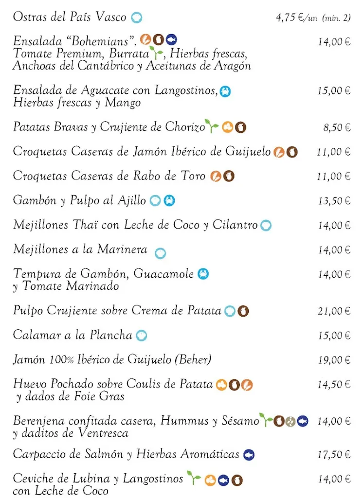 Menu_Restaurante Bohemians_Jávea/Xàbia_image_3