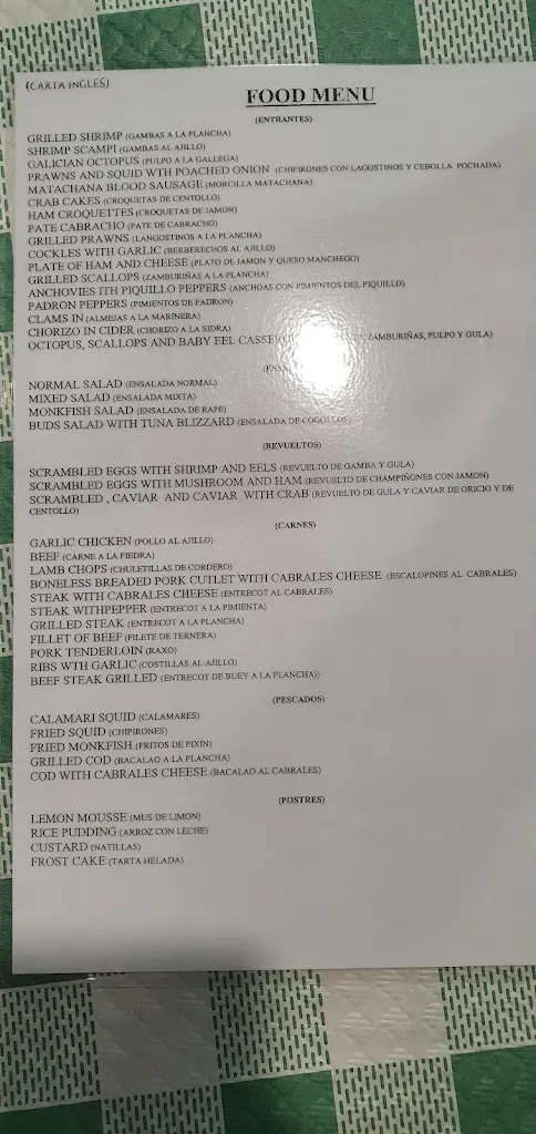 Menu_Mesón El Asturiano_Viveiro_immagine_2