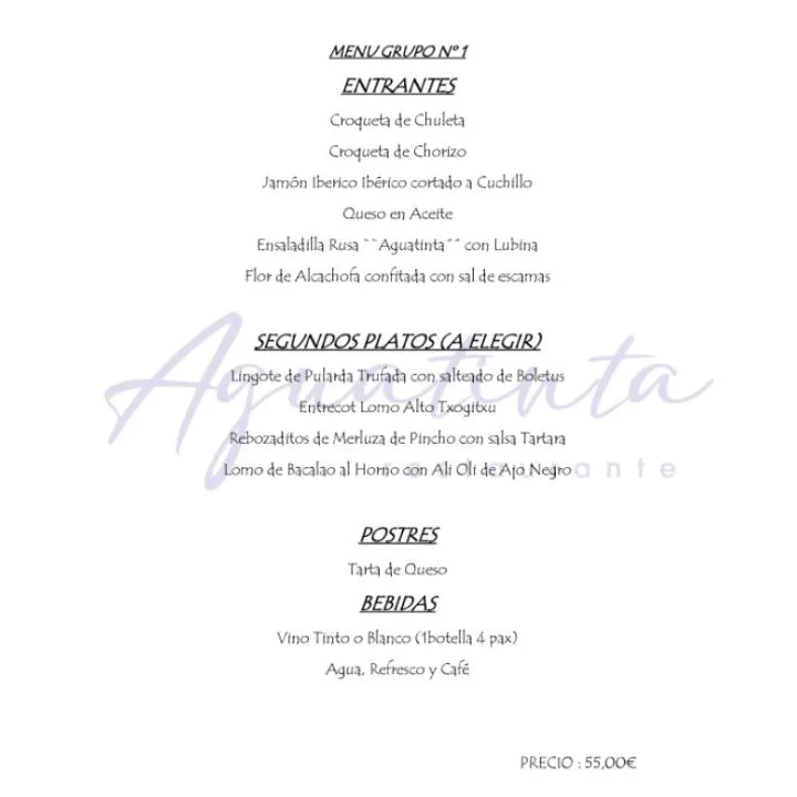 Menü_Restaurante Aguatinta_Aranjuez_Bild_1