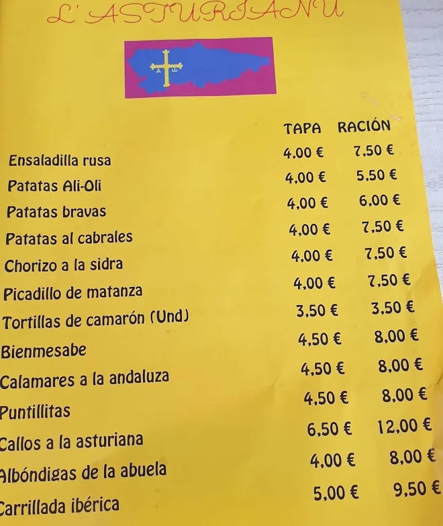 Menu_Restaurante Sidrería L'Asturianu_Algete_immagine_2