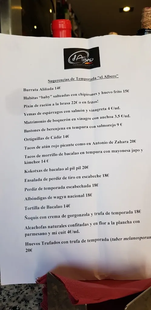 Menu_Restaurante El Albero, S.L._Becerril de la Sierra_image_1