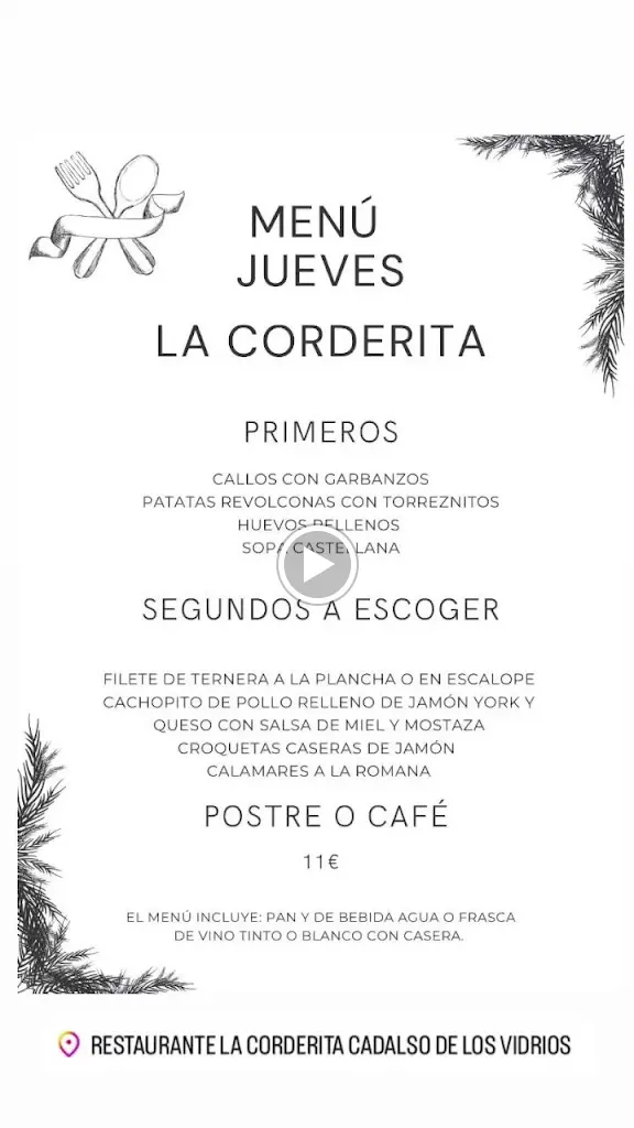 Menü_RESTAURANTE LA CORDERITA_Cadalso de los Vidrios_Bild_1