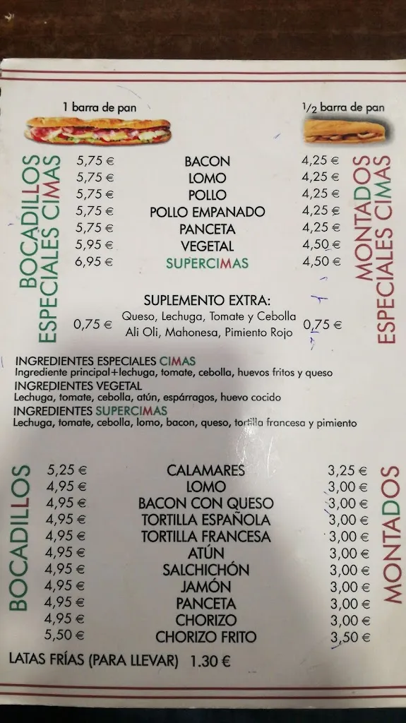 Menu_Bar Cafetería LAS CIMAS_Camarma de Esteruelas_immagine_3