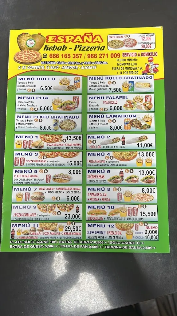 Menu_Kebab pizzería España MONOVAR_Monóvar/Monòver_image_3