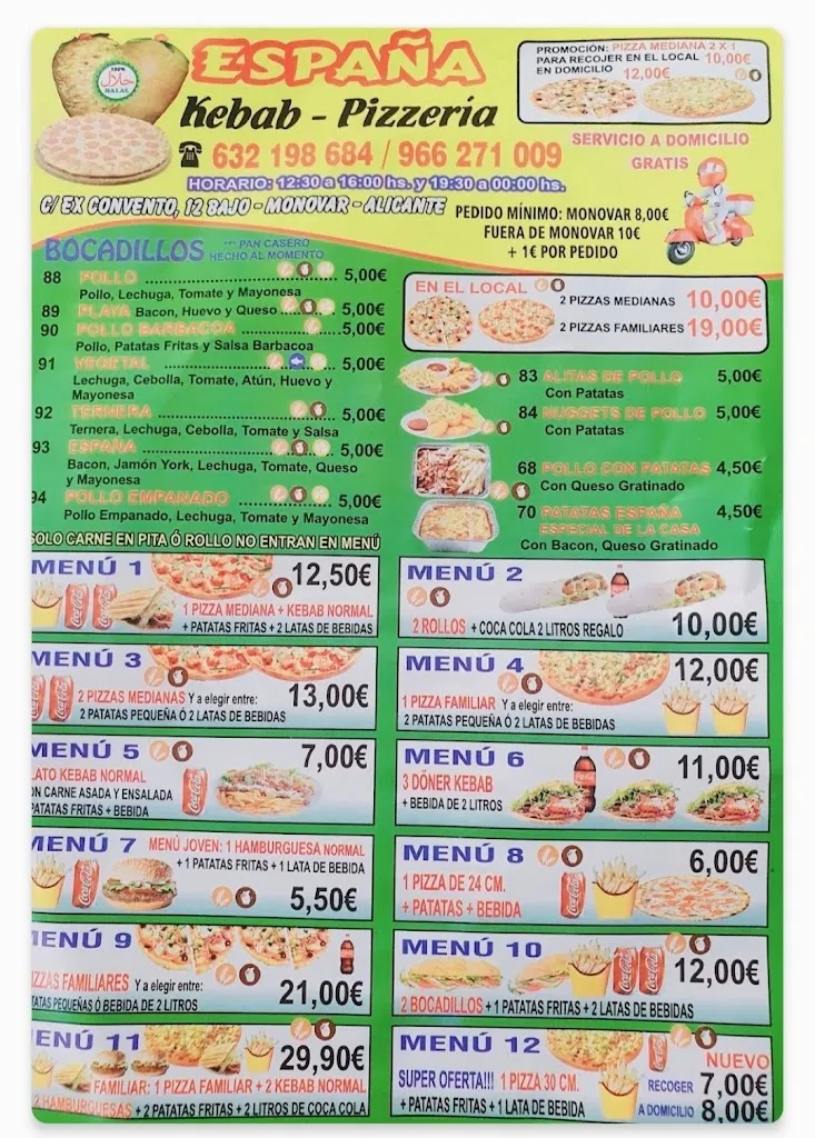 Menu_Kebab pizzería España MONOVAR_Monóvar/Monòver_image_4