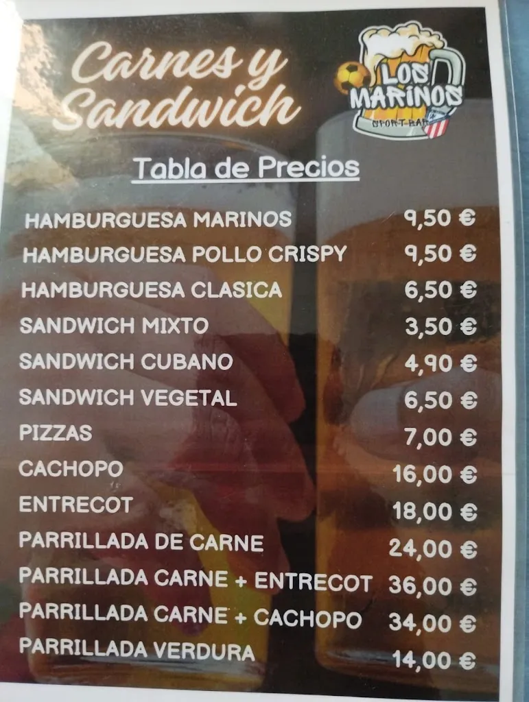 Menu_LOS MARINOS SPORT BAR TAPAS, RACIONES Y BUEN AMBIENTE EN CASARRUBUELOS_Casarrubuelos_image_1
