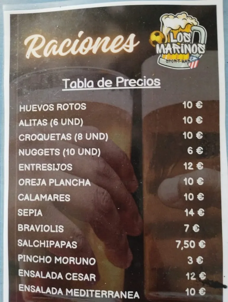 Menu_LOS MARINOS SPORT BAR TAPAS, RACIONES Y BUEN AMBIENTE EN CASARRUBUELOS_Casarrubuelos_image_3