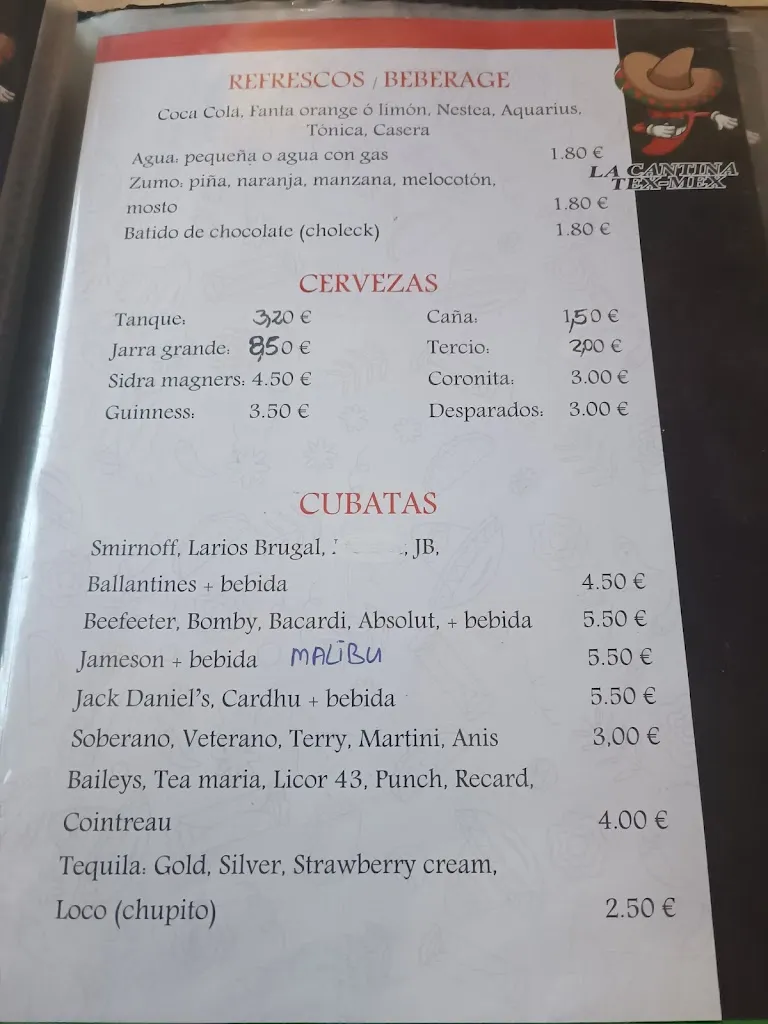 Menu_La Cantina Tex-Mex_Montesinos Los_immagine_1