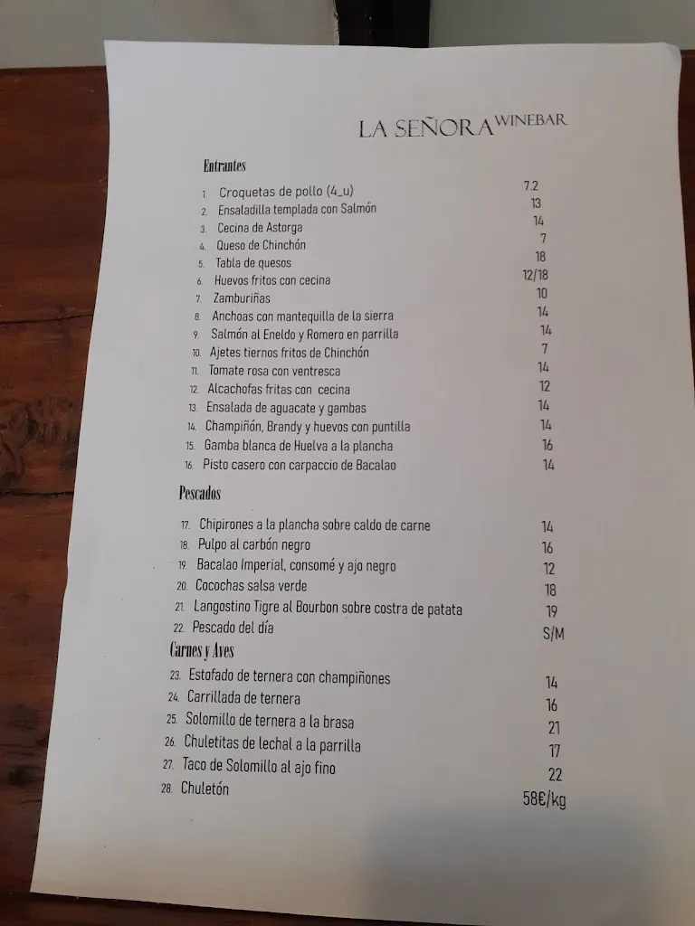 Menu_La Señora Winebar_Chinchón_image_2