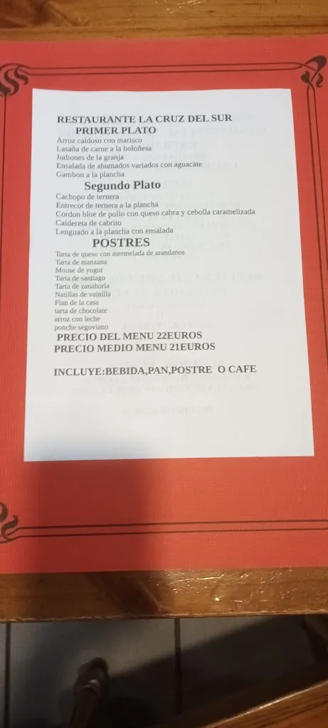 Menu_La Cruz del Sur_Cercedilla_image_1