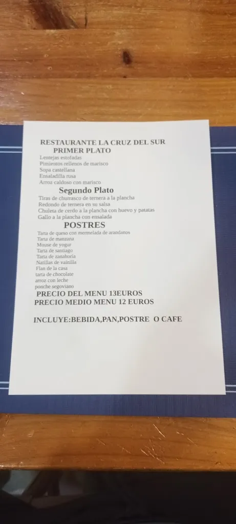 Menu_La Cruz del Sur_Cercedilla_image_2