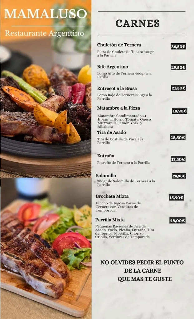Menu_Mamaluso Restaurante Argentino_Colmenar Viejo_image_2