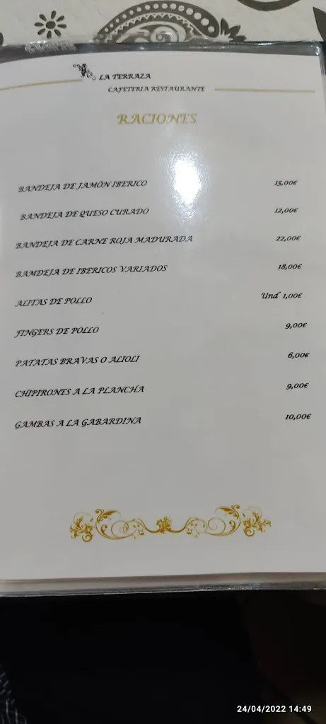 Menu_LA TERRAZA RESTAURANTE &CAFETRIA &BAR_Ciempozuelos_image_4
