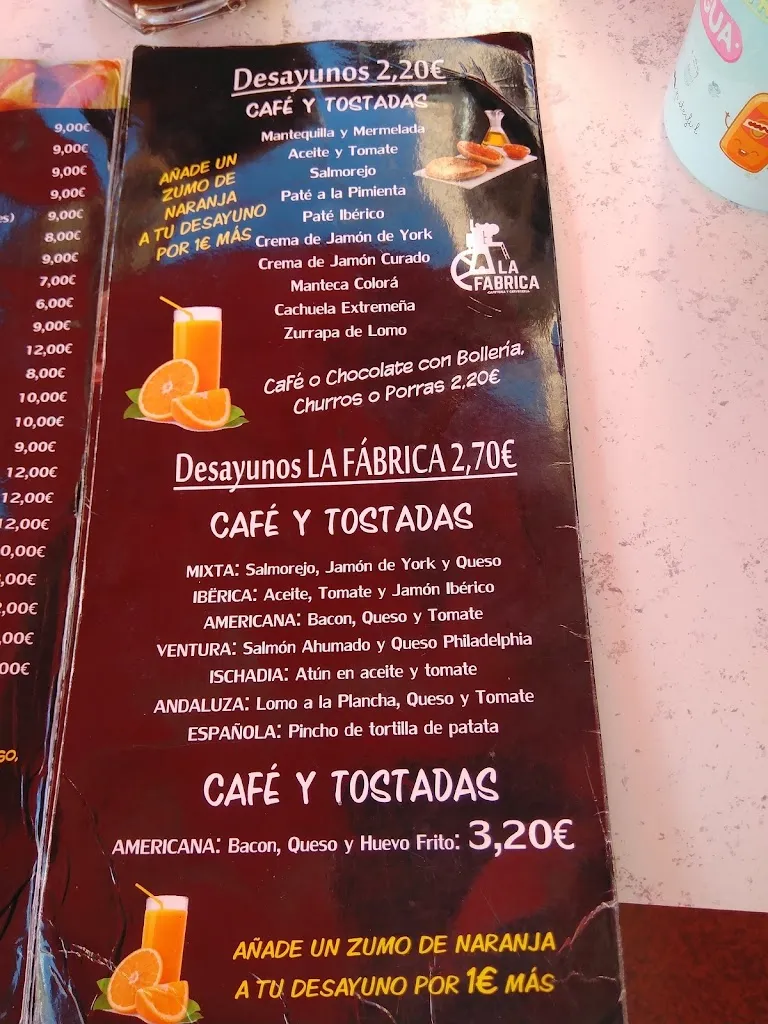 Menu_Bar restaurante La Fabrica_Ciempozuelos_image_1