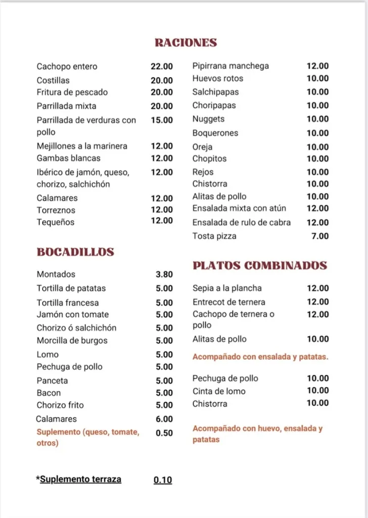 Menu_El Rincón Manchego Coslada_Coslada_image_1