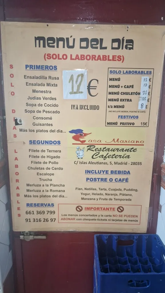 Menu_Restaurante Casa Mariano_Fuencarral-El Pardo_immagine_1