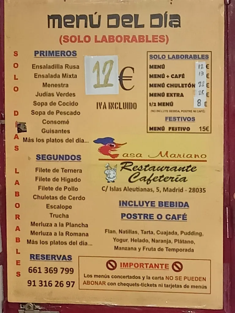 Menu_Restaurante Casa Mariano_Fuencarral-El Pardo_immagine_2