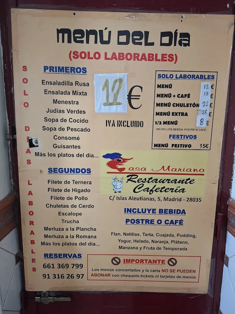 Menu_Restaurante Casa Mariano_Fuencarral-El Pardo_immagine_3