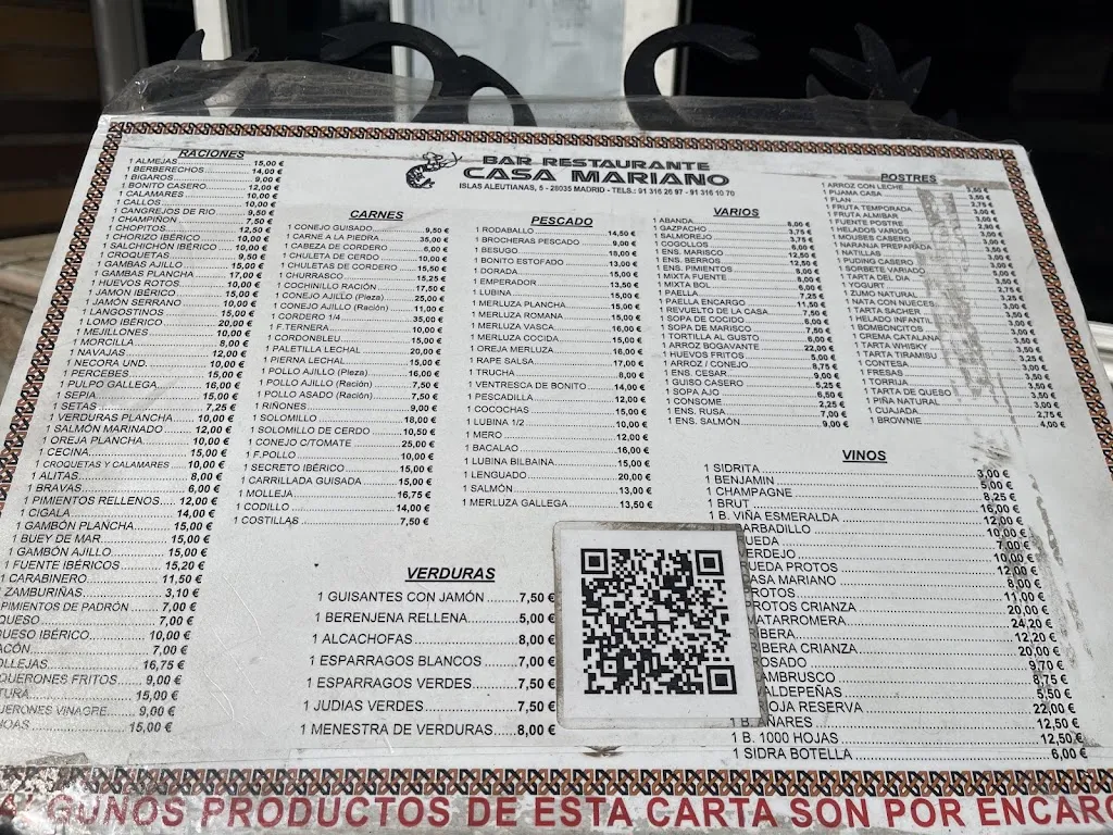 Menu_Restaurante Casa Mariano_Fuencarral-El Pardo_immagine_4