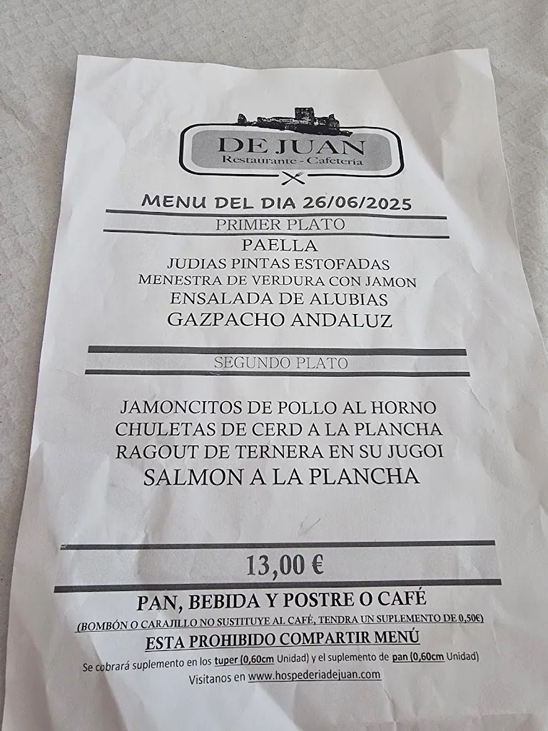 Menu_Restaurante De Juan_Fuentidueña de Tajo_image_1