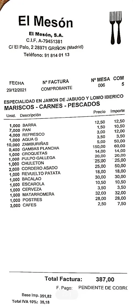 Menu_El Mesón de Griñón_Griñón_immagine_2