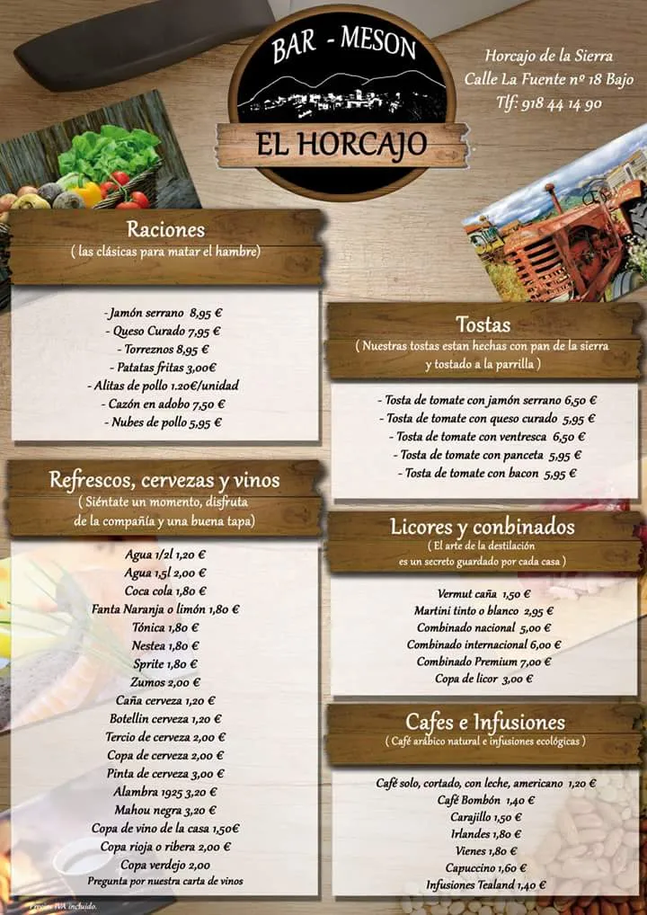 Menu_Bar Meson EL Horcajo_Horcajo de la Sierra_image_1