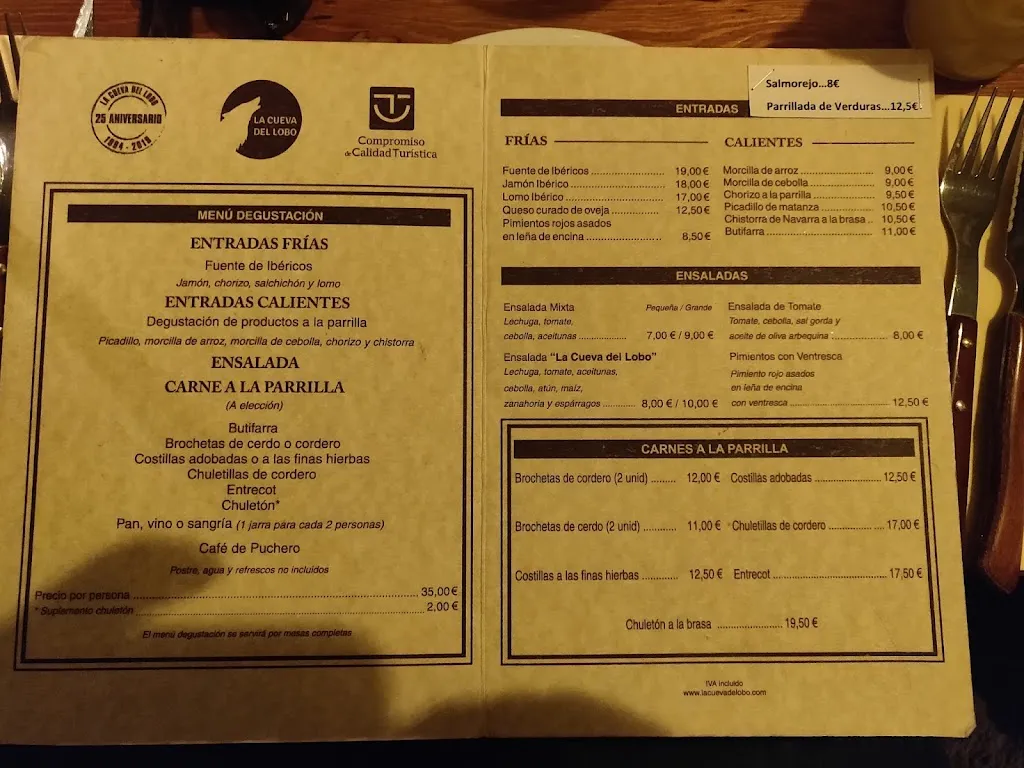 Menü_La Cueva del Lobo_El Molar_Bild_3