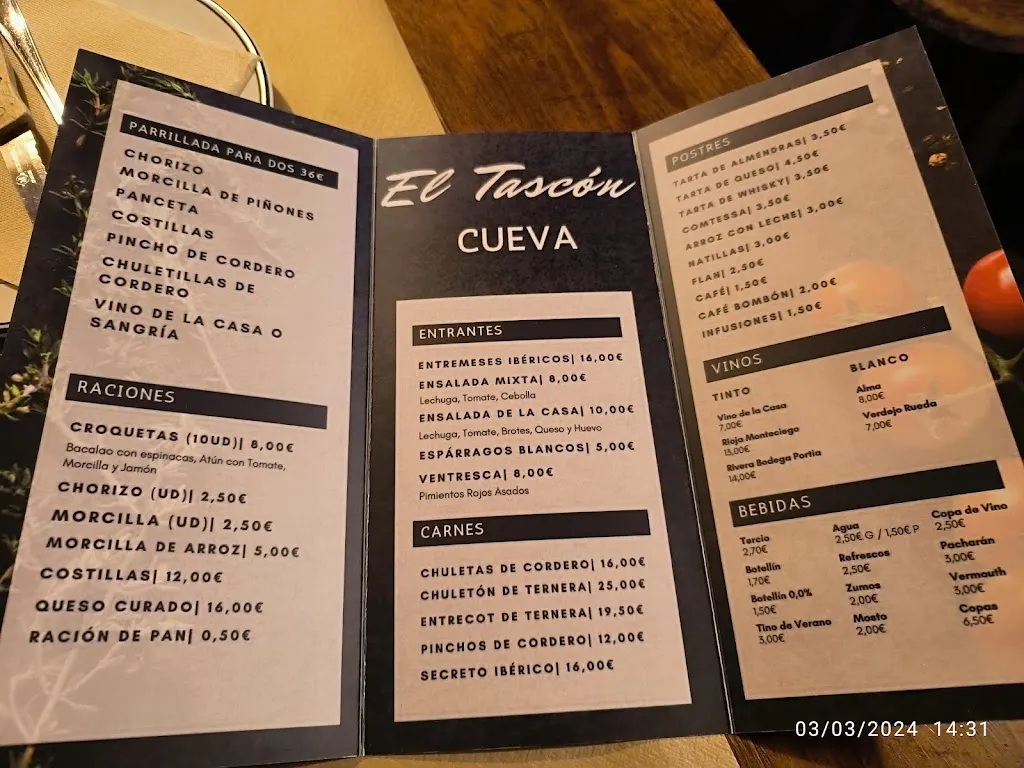 Menu_El Tascon Cueva_El Molar_image_1