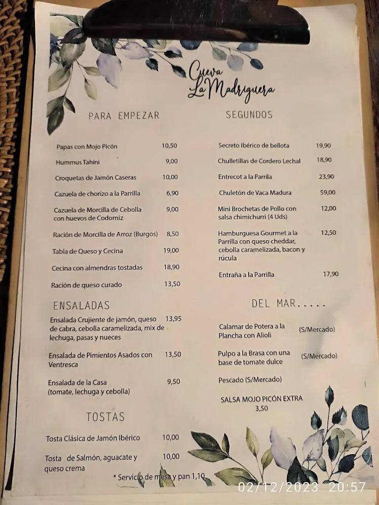 Menu_Cueva La Madriguera_El Molar_image_1