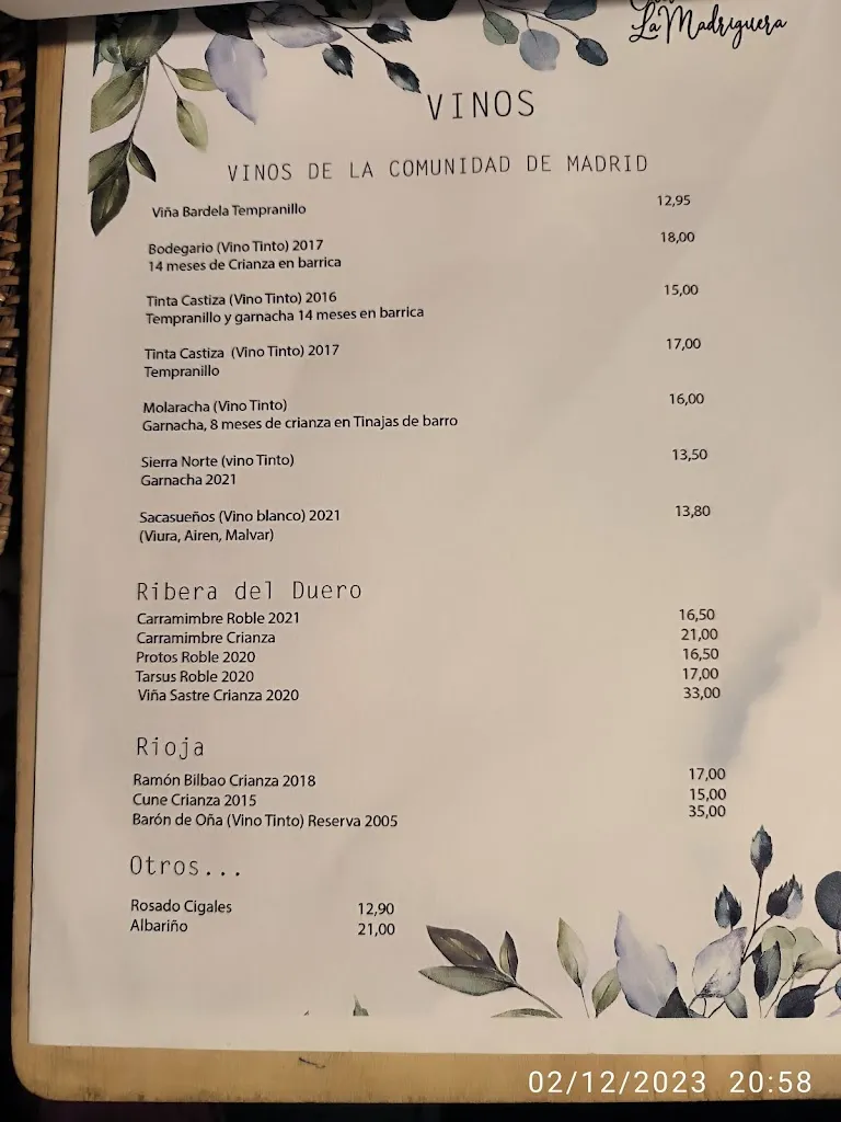 Menu_Cueva La Madriguera_El Molar_image_2