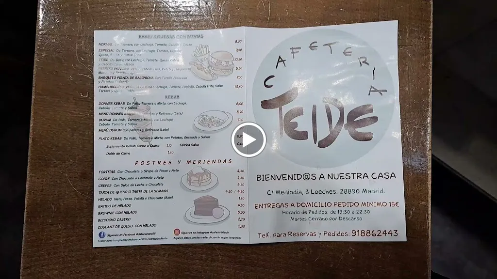 Menu_Cafeteria Teide_Loeches_image_1