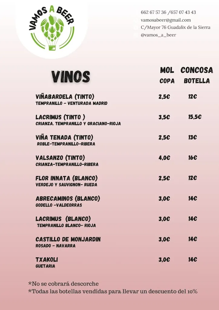 Menu_Vinos o Beer_Guadalix de la Sierra_image_1