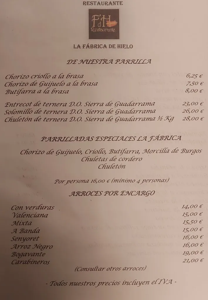 Menu_Restaurante La Fábrica de Hielo_Molinos Los_image_1