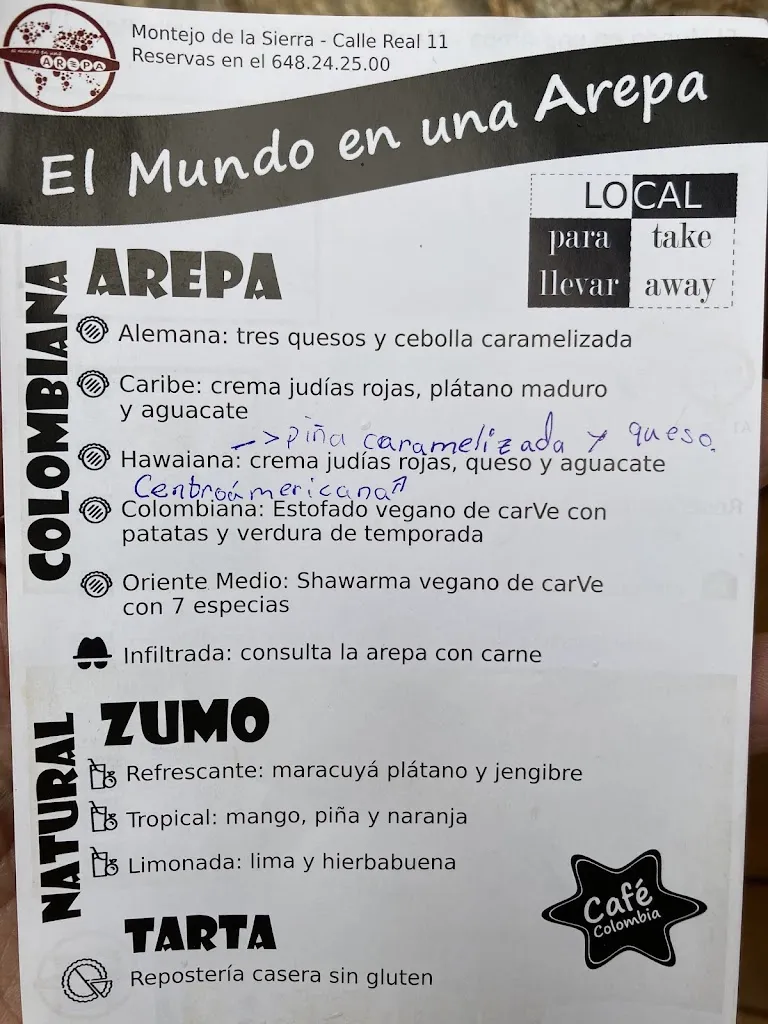 Menu_El Mundo en Una Arepa_Montejo de la Sierra_image_1