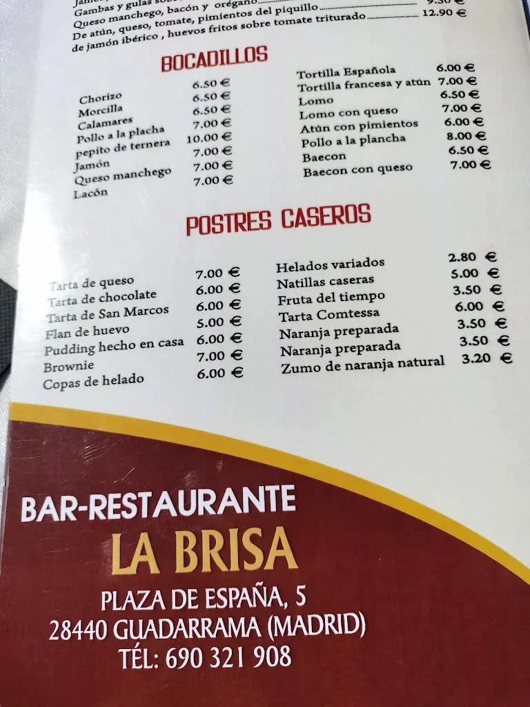 Menu_La Brisa de Guadarrama_Guadarrama_image_3