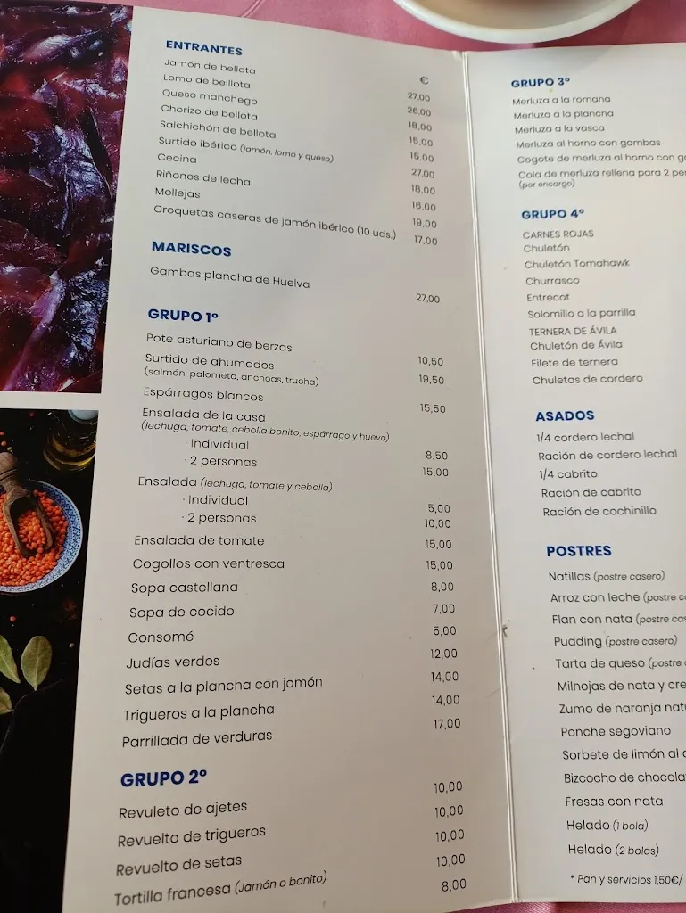 Menu_Asador Alto del León_Guadarrama_immagine_1