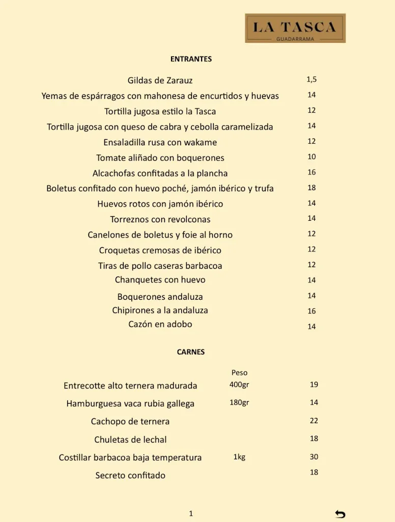 Menu_La Tasca Guadarrama_Guadarrama_image_1