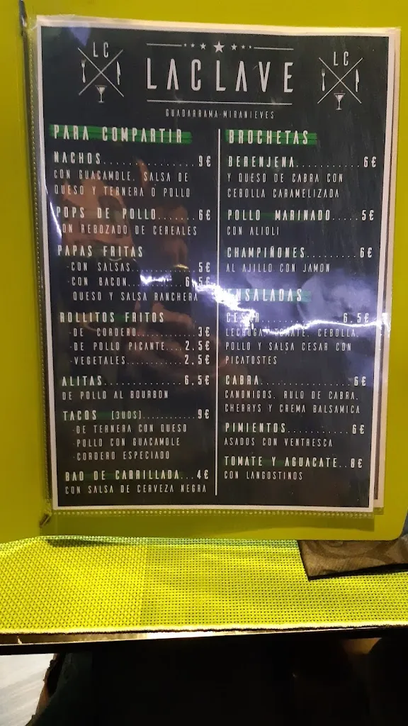 Menu_Bar Restaurante La Clave_Guadarrama_image_1